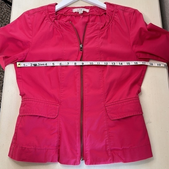 LOFT Hot Pink Cotton Peplum Style Jacket Size XS - Picture 11 of 13